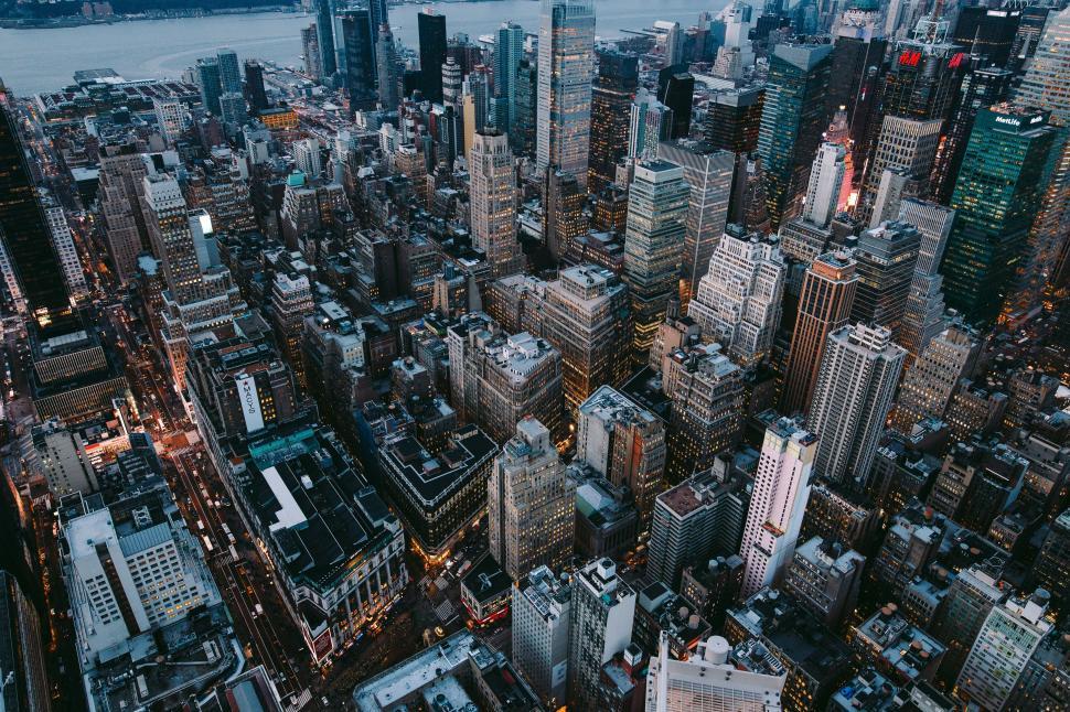Free Image of Aerial View of City at Night 