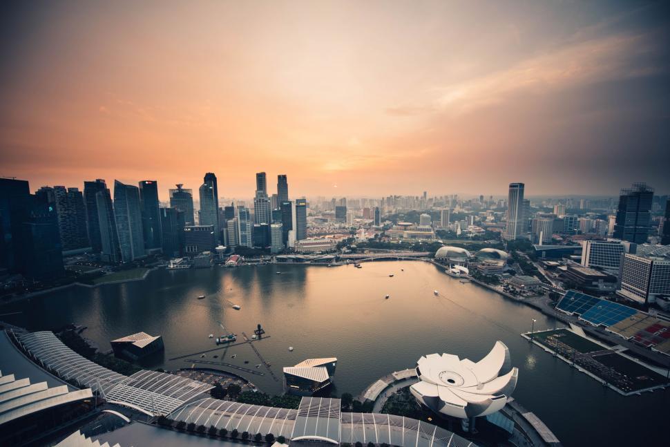 Free Image of Aerial View of City and Body of Water 