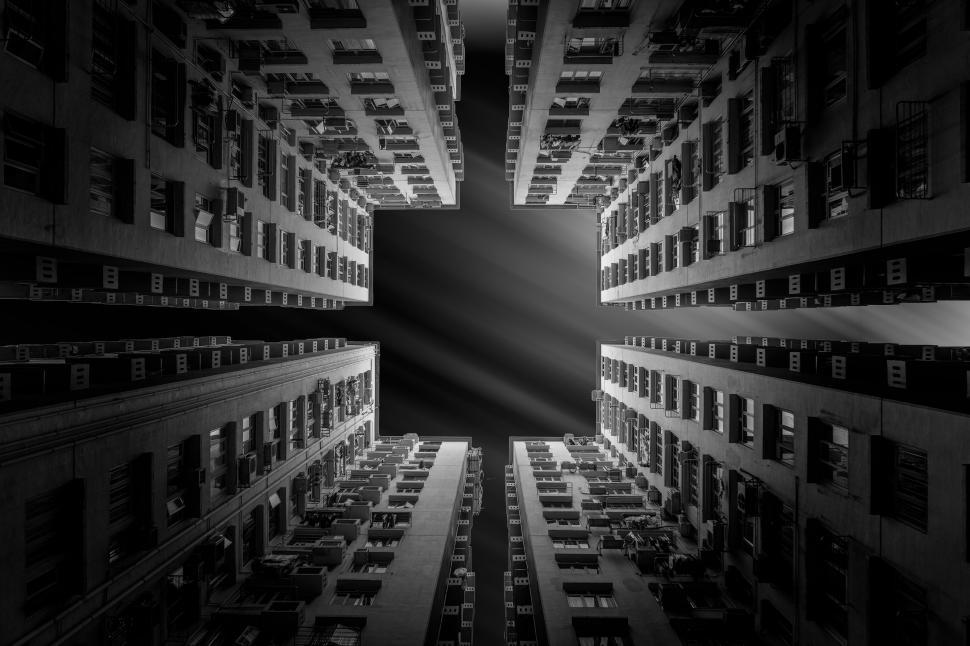 Free Image of Impressive Architecture: Tall Black and White Building 