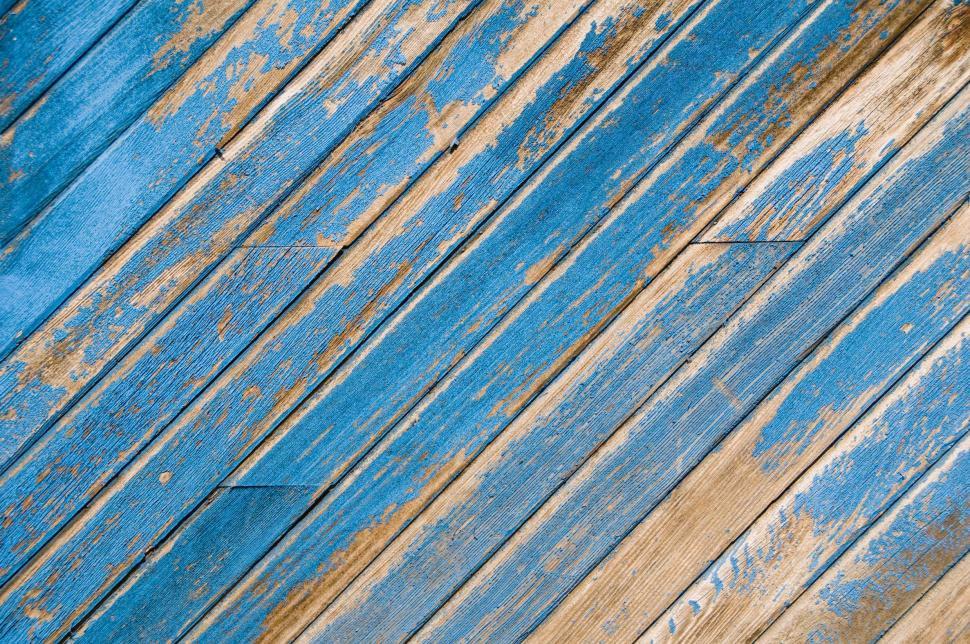 Free Image of Wall of Worn Blue Wooden Slats 