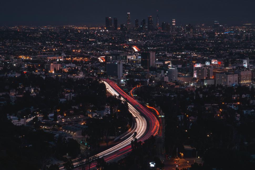 Free Image of Aerial View of City at Night 