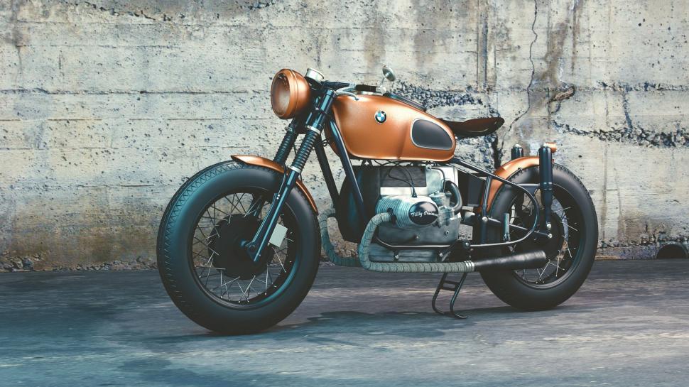 Free Image of Motorcycle Parked in Front of Concrete Wall 
