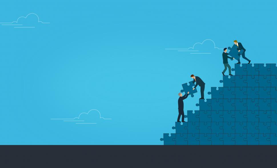 Free Image of Teamwork Concept - Jigsaw - With Copyspace 
