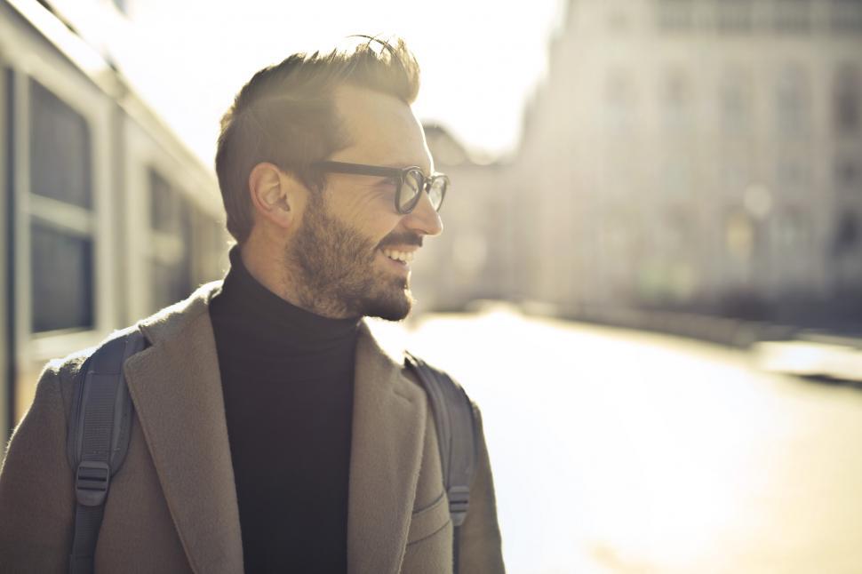 Free Image of Young Adult bearded male backpacker portrait 