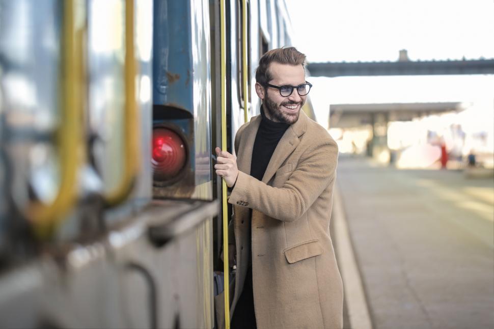Free Image of Young Adult Man About to Enter the Train 