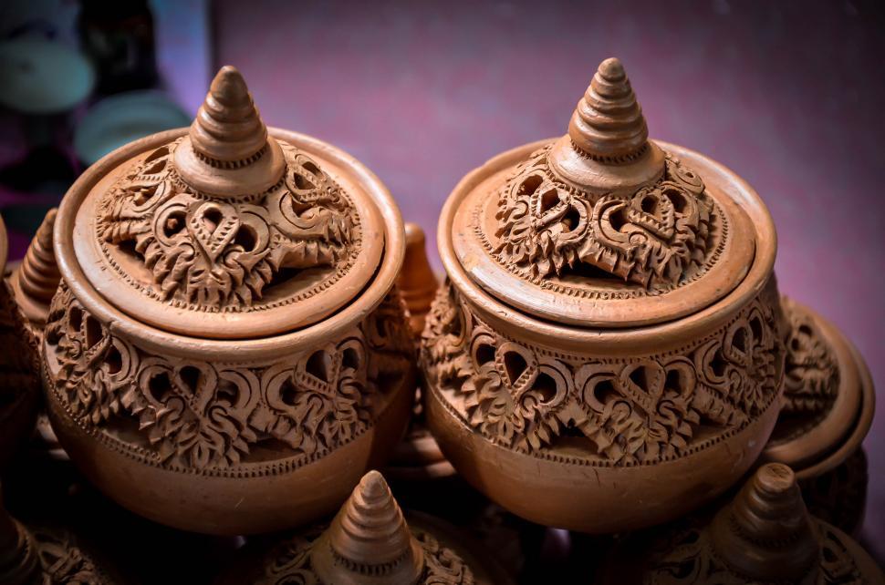 Free Stock Photo of Thai Pottery Style Two Pots Download Free