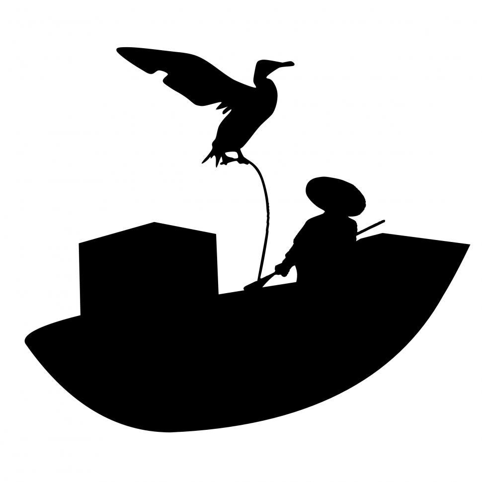 man fishing in boat silhouette