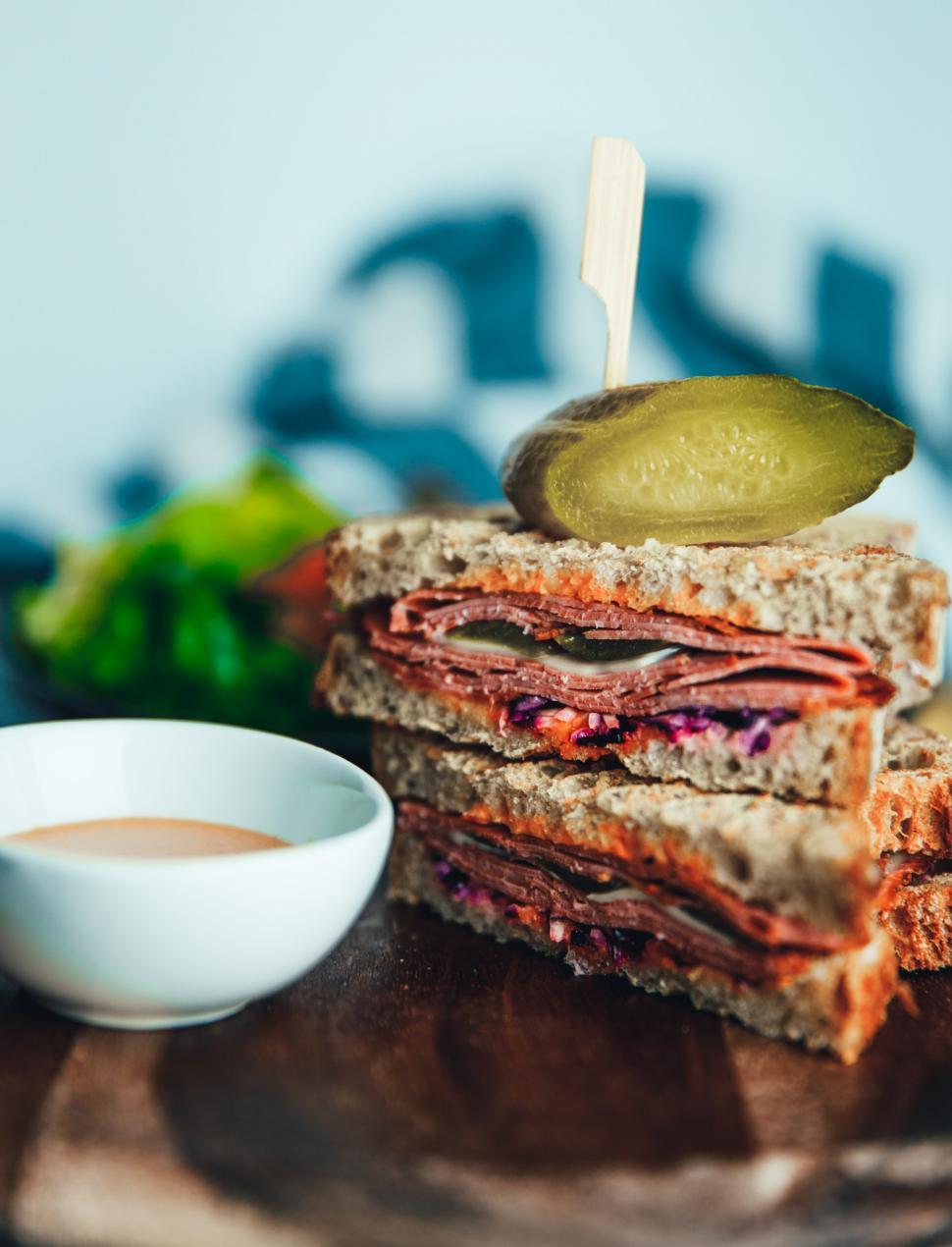 Free Image of Close-up of salami sandwich 