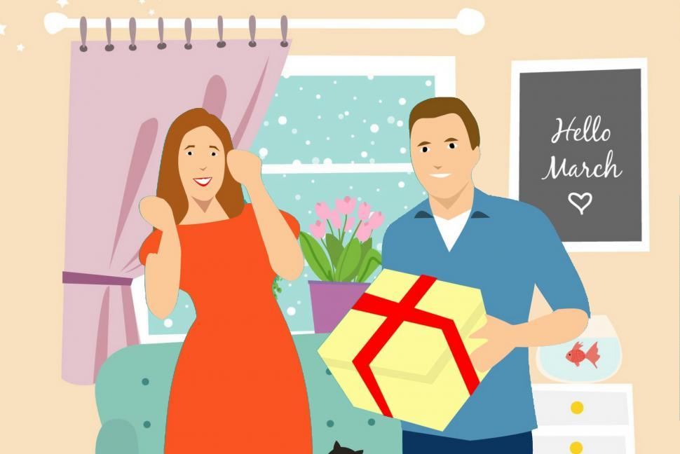 Free Stock Photo of man giving gift to his wife Download Free Images