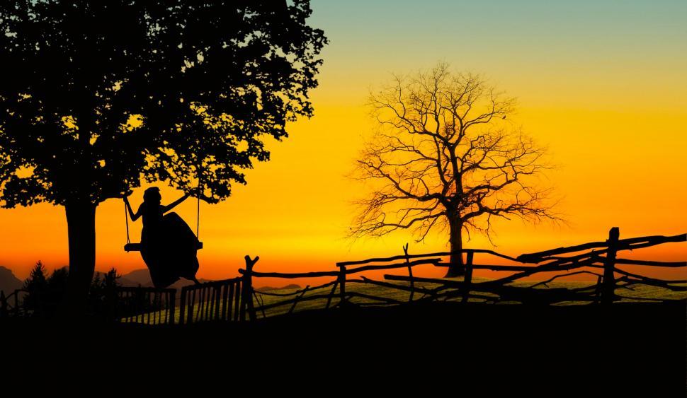 Free Image of girl watching sunset  