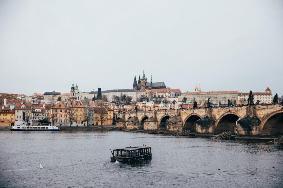 Free Image of A panoaramic view of Vitava river in Czech Republic 