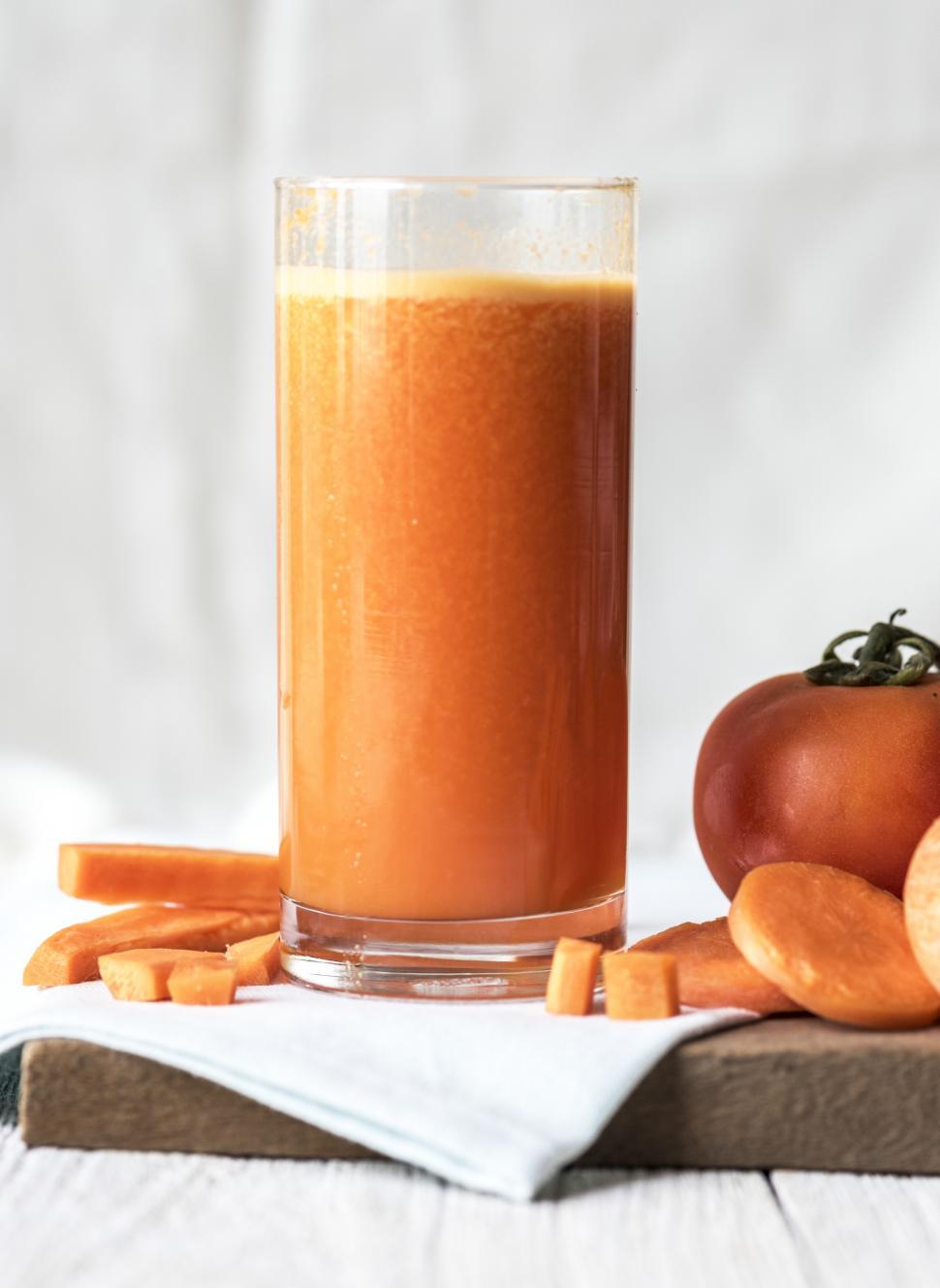 Free Image of Close up of carrot juice served in a glass 