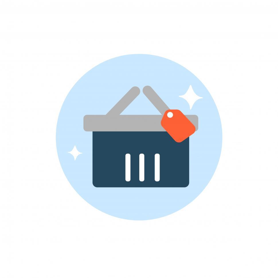 Free Image of Shopping basket with tag icon vector 