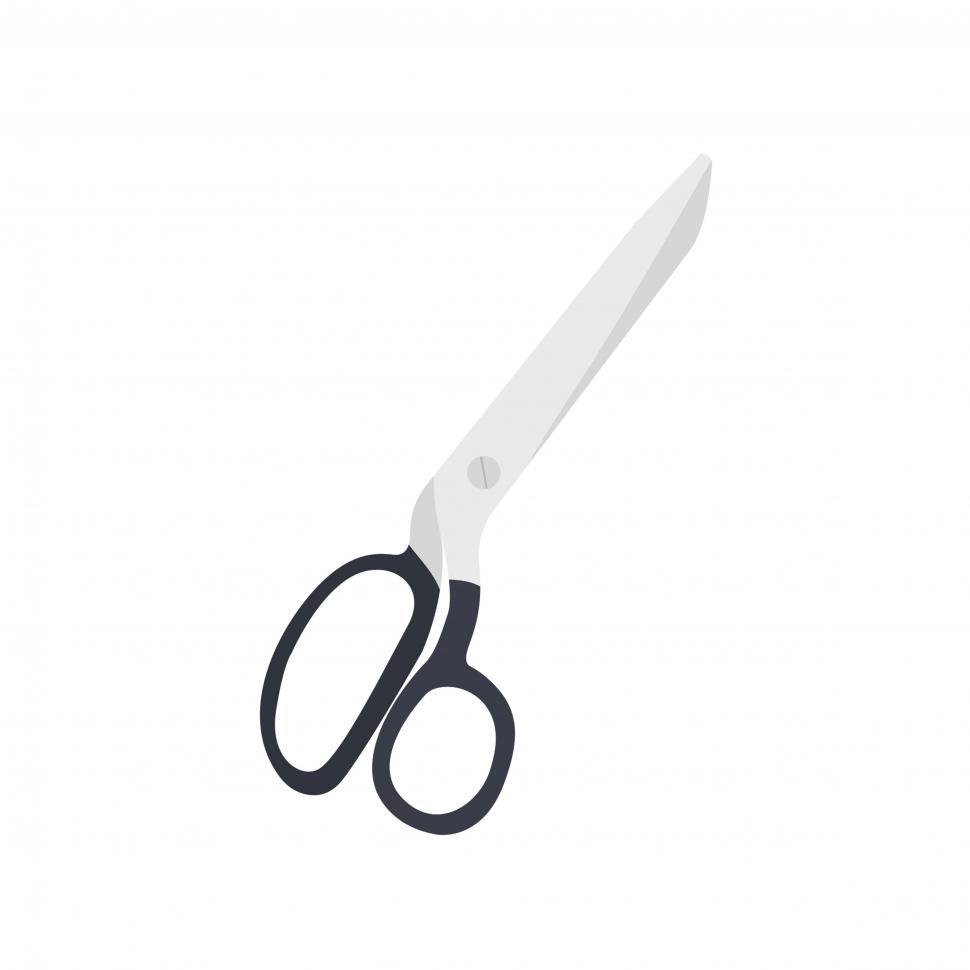 scissors vector icon. White scissors illustration on black background.  Solid linear beauty icon., Stock vector