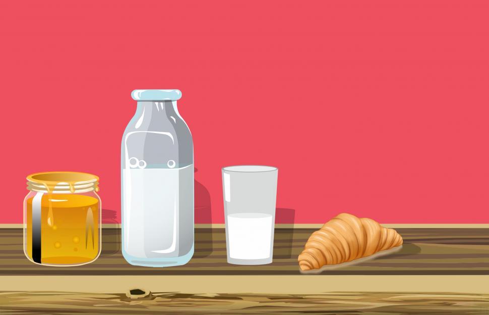 Free Image of Milk and honey breakfast  