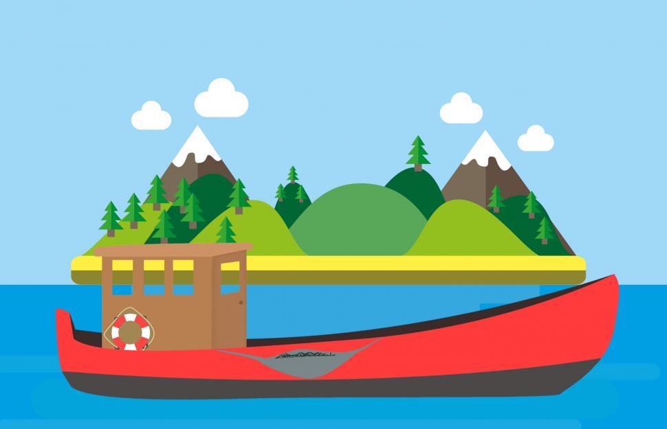 Free Image of Sea boat and island  
