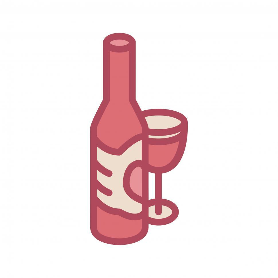Free Image of Wine bottle and glass icon 