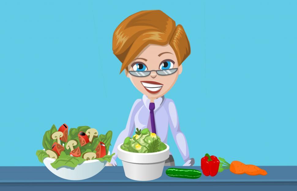 Free Image of Woman eating salad  