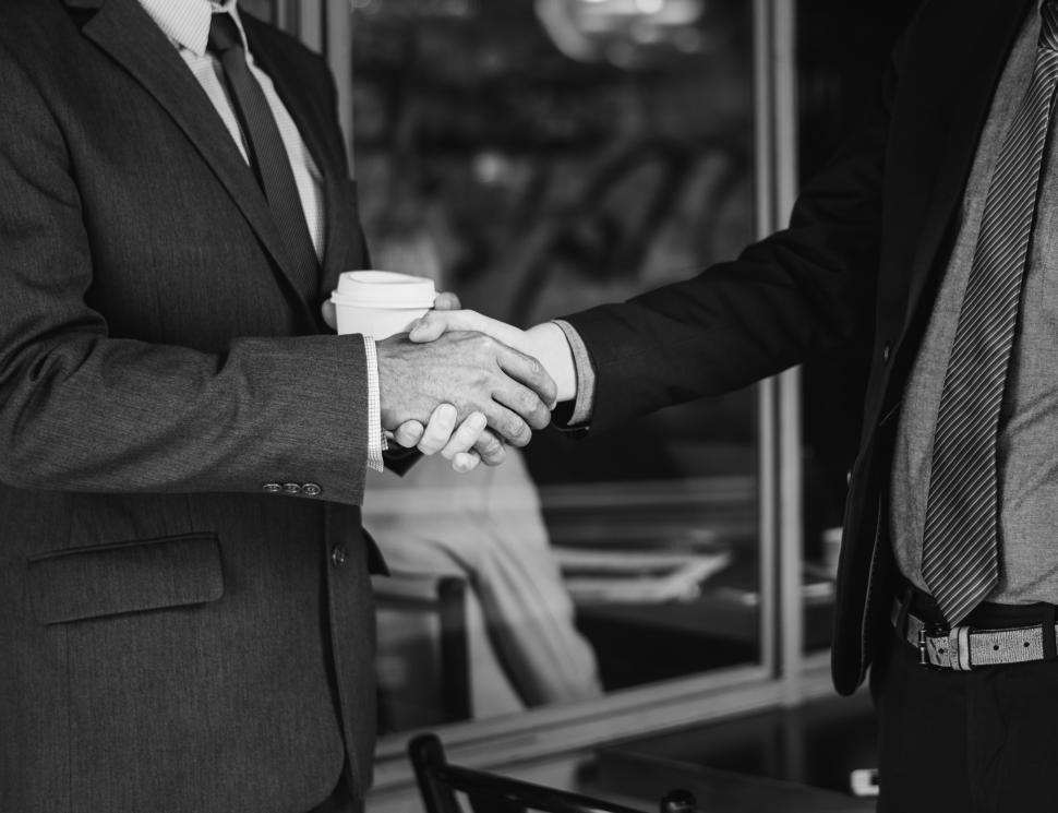 business handshake black and white