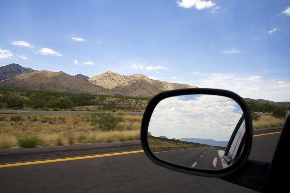 driving through desert foothills