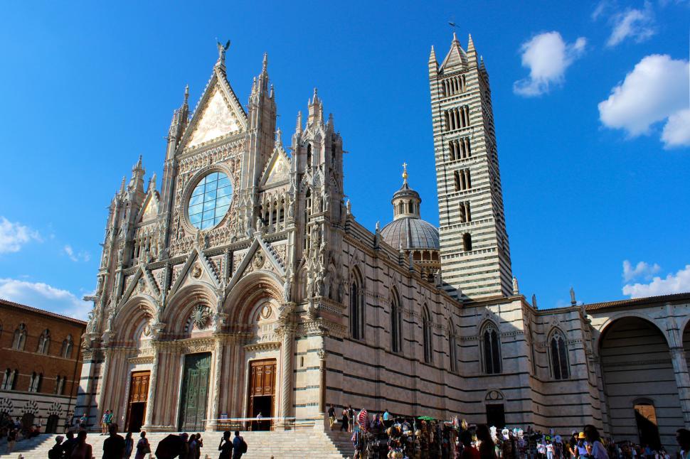 Free Image of Siena Cathedral - Duomo di Siena - Tourists  