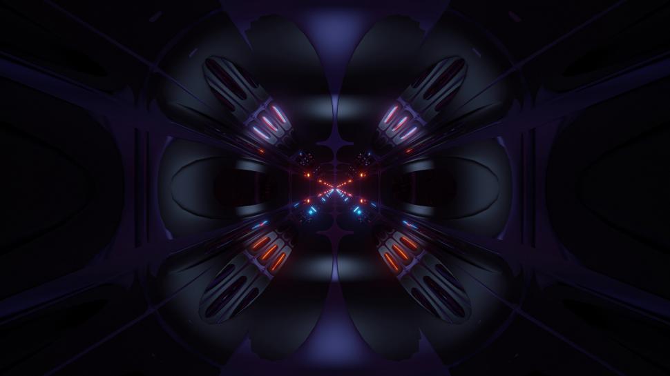 Free Image of futuristic science-fiction alien style tunnel corridor 3d illustration background 