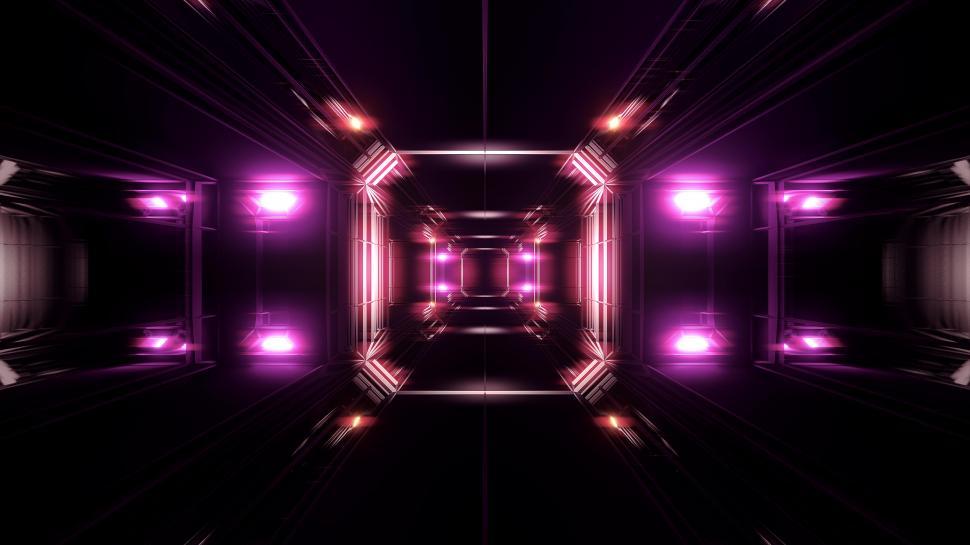Free Image of futuristic science-fiction tunnel corridor 3d illustration background 