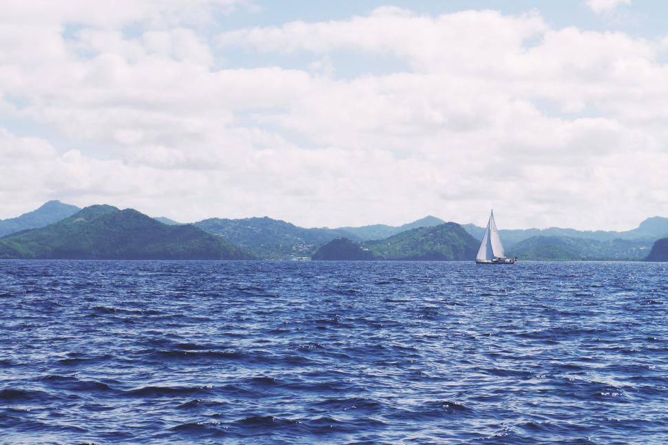 Free Image of Ocean and Sailing Boat 