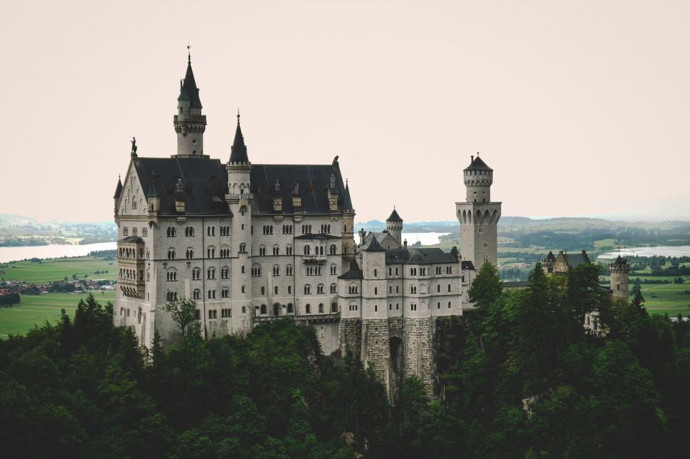 Hohenschwangau Castle with trees in front