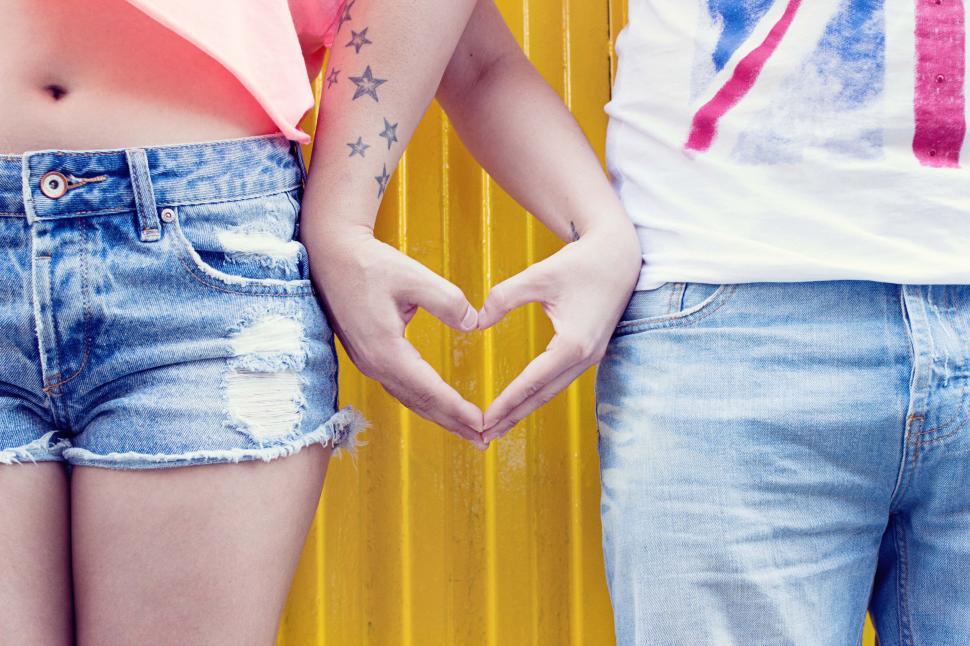 Free Image of Hands of Couple - Heart Shape  