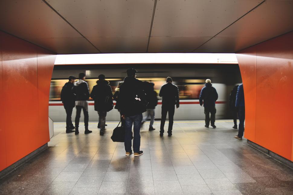 Free Image of People at train station  