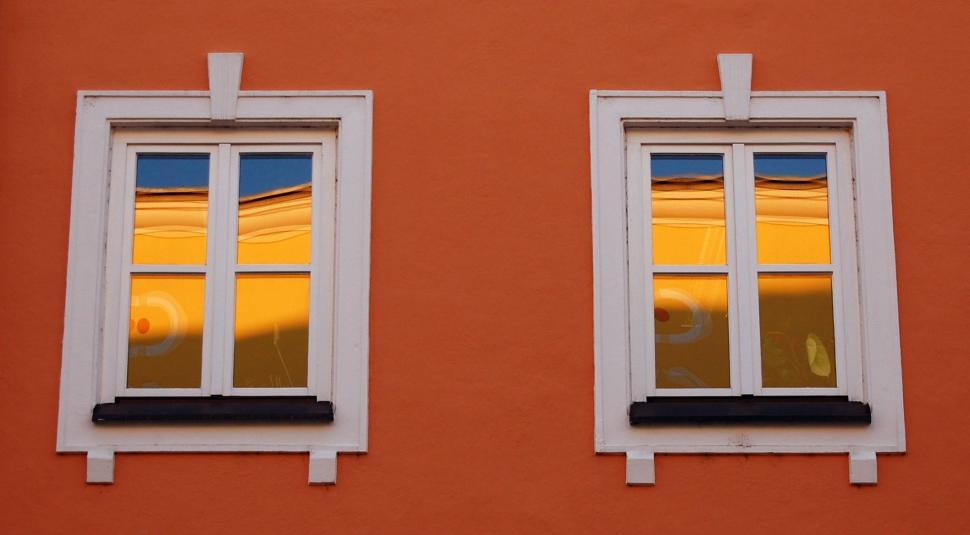 Free Stock Photo Of Two Windows On Red Wall Images And Ilrations - How To Frame A Wall With Two Windows