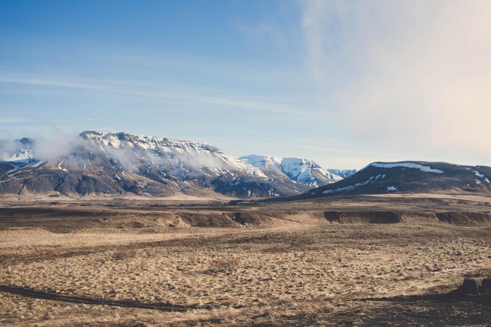 Free Image of Sand and Snow Mountains  