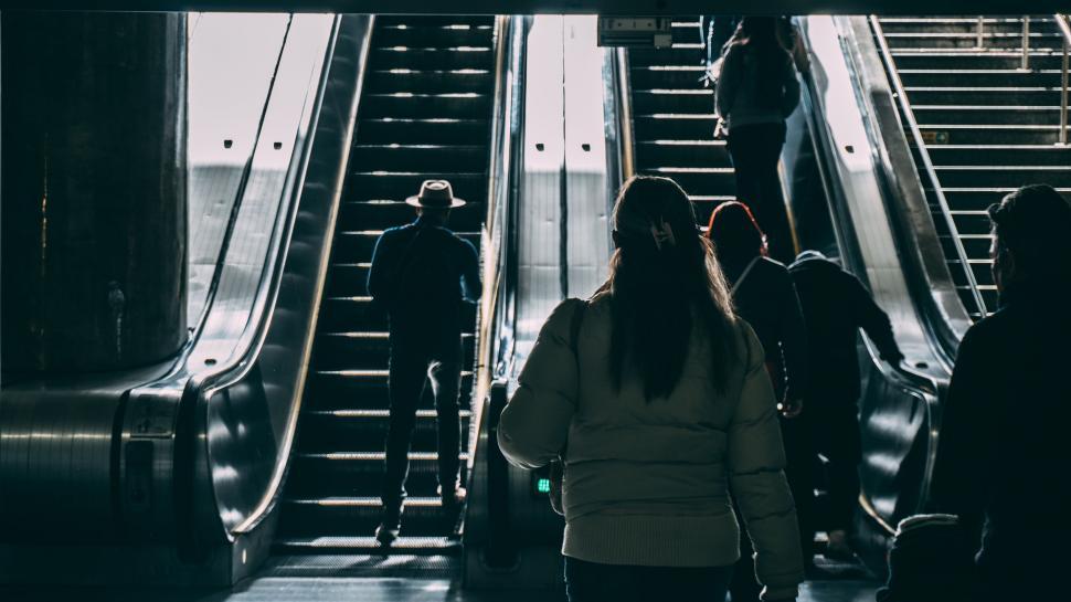 Free Image of People on Escalator 