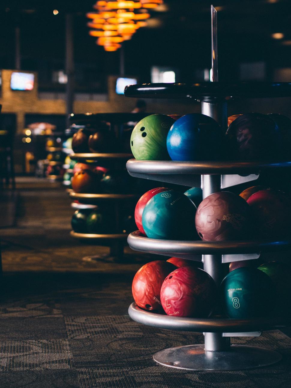 Selective Focus Of Bowling Shoes, Ball And Free Stock Photo and Image