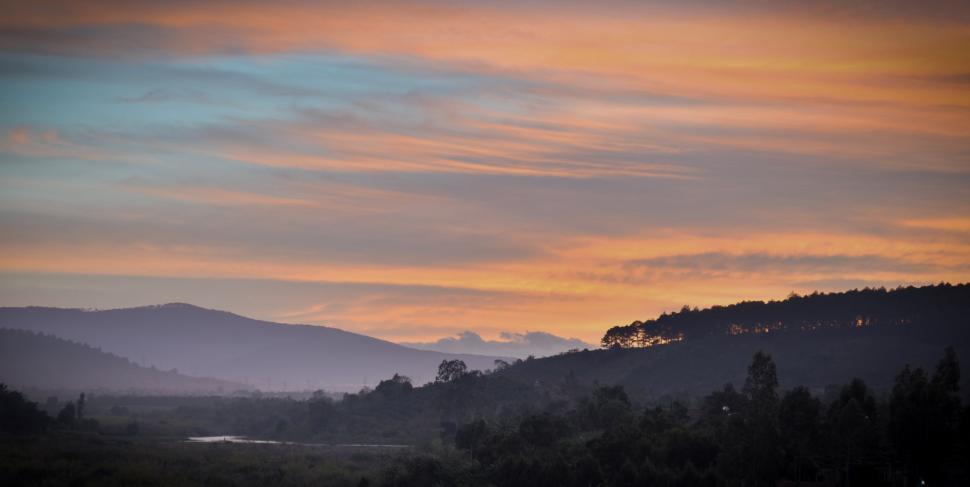Free Image of Sunset Sky and Mountains  