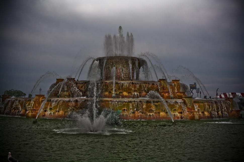 Free Image of Water Fountain with Clouds  