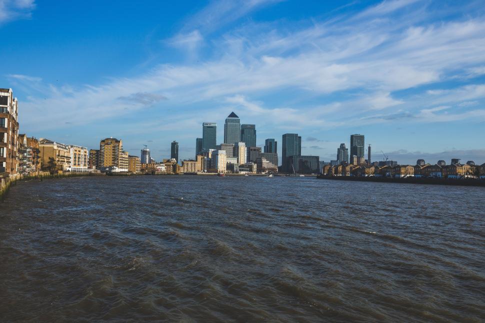 Free Image of River and Skyscrapers  