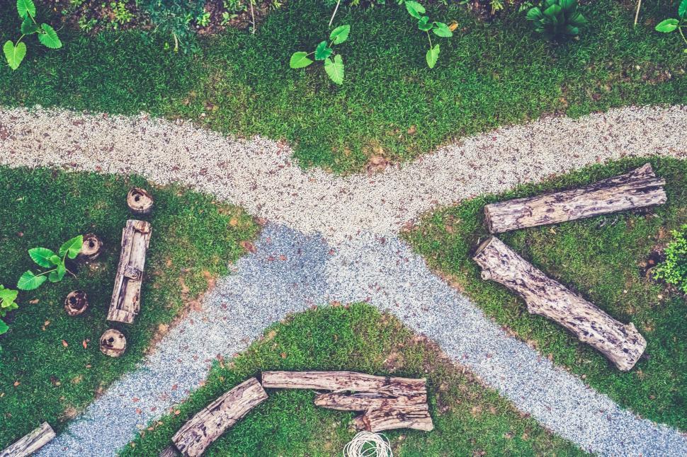 Free Image of Walkway in Park with wood logs  