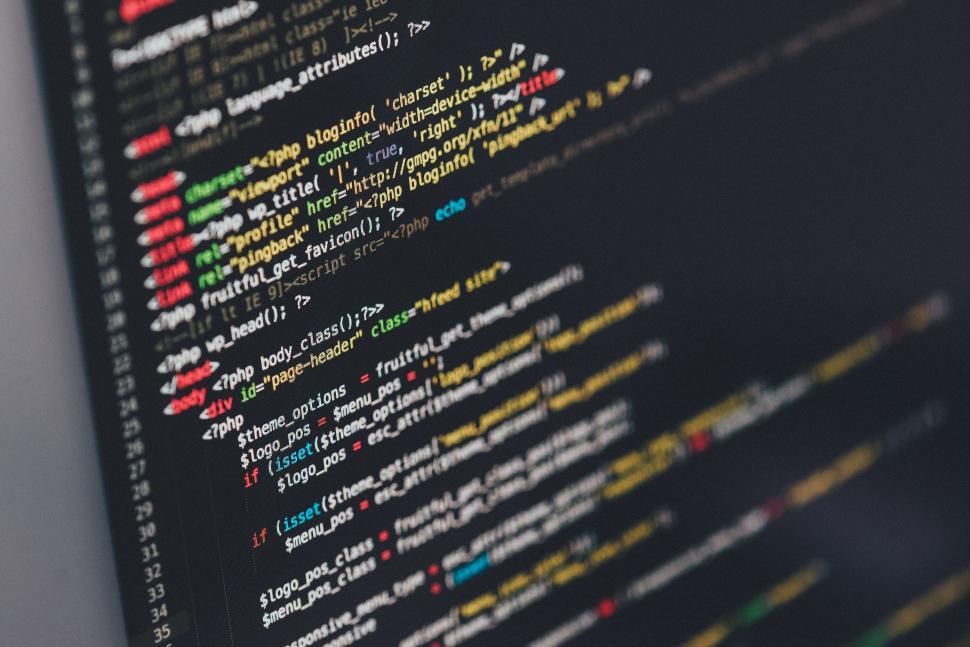 Free Stock Photo of Software developer programming code on screen