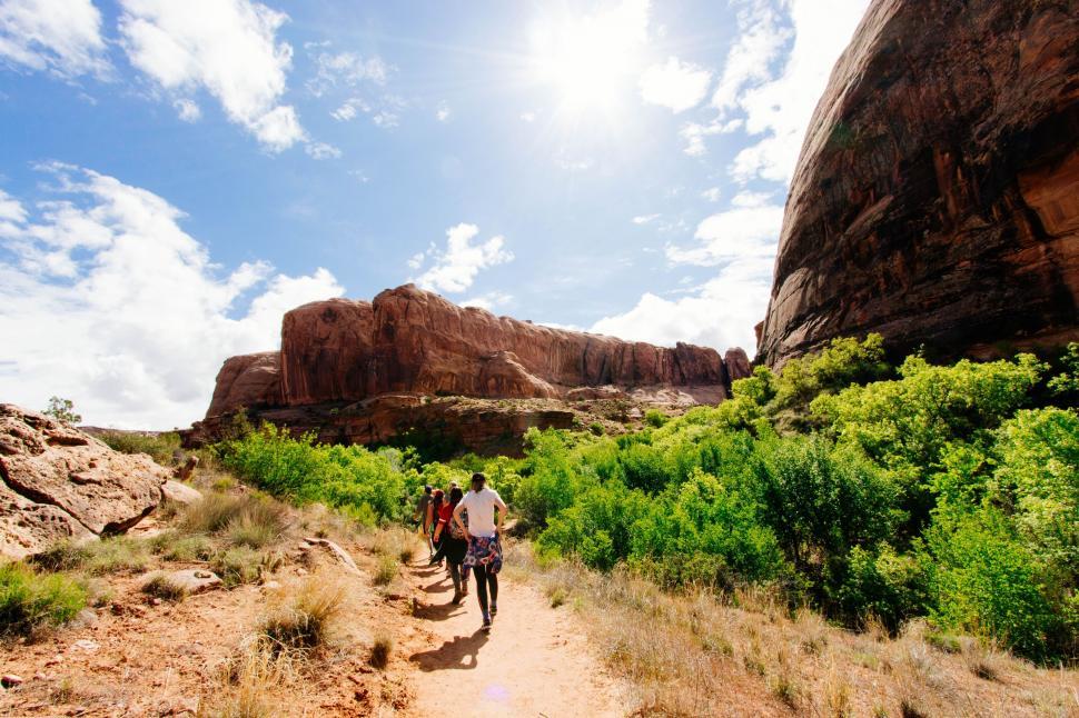 Free Image of Hikers Walking Near Mountain 