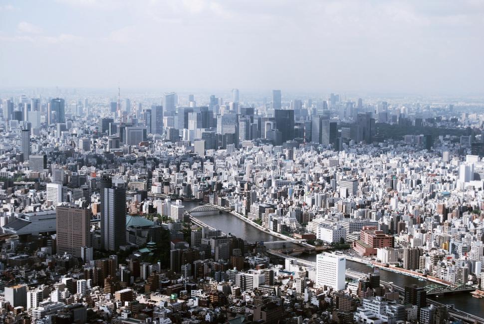 Free Image of City with River From Above  