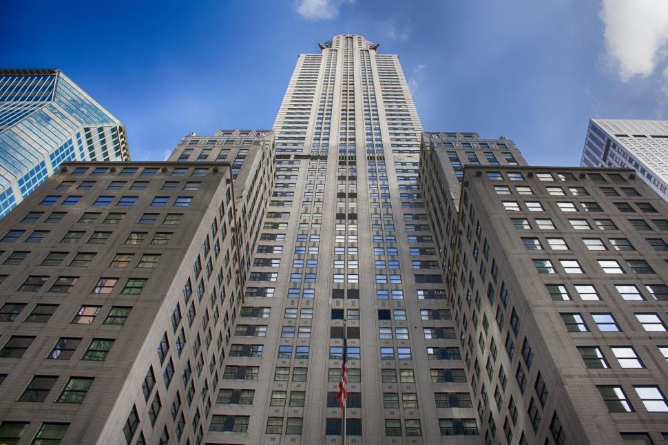 Free Image of Skyscraper with USA Flag  