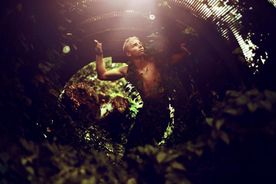 Free Image of Shirtless Man in Tunnel 