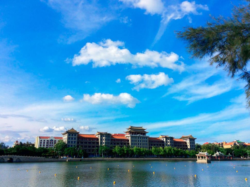 Free Image of Japanese Palace and Lake  