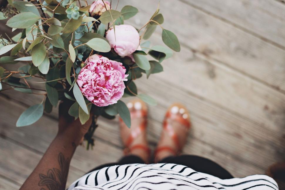 Free Image of Pink Flower in hand  
