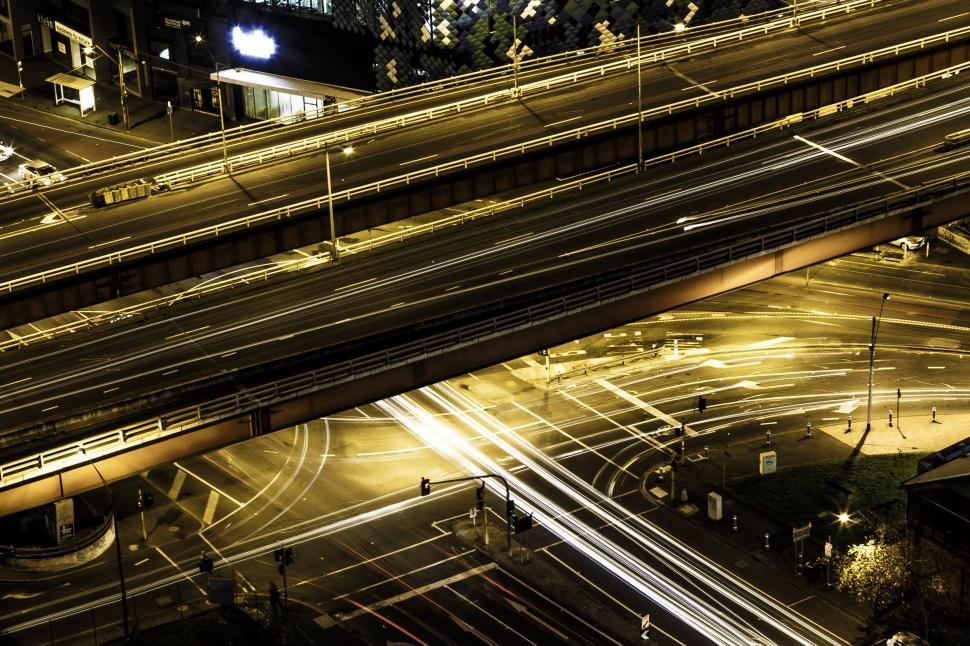 Free Image of Yellow Light Trails  