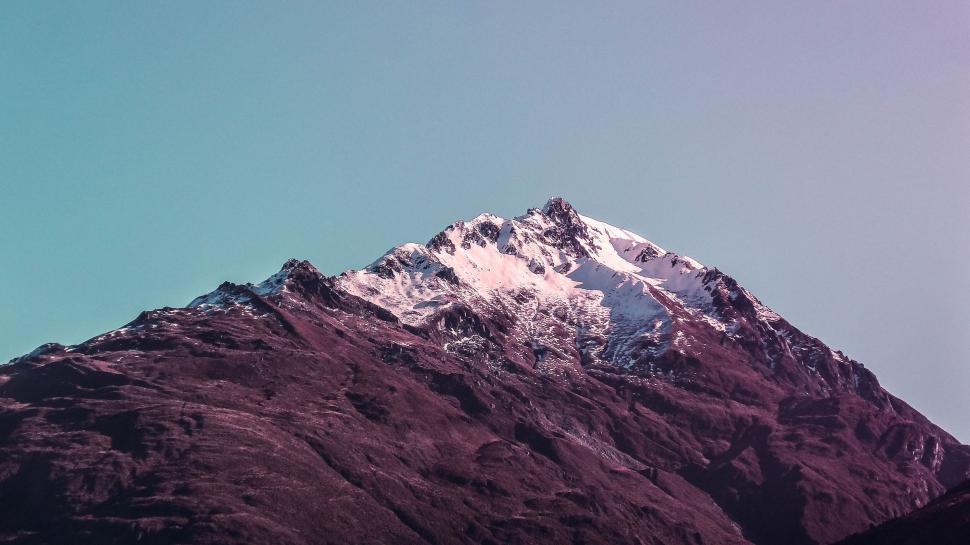 Free Image of Rocky mountain with snow  