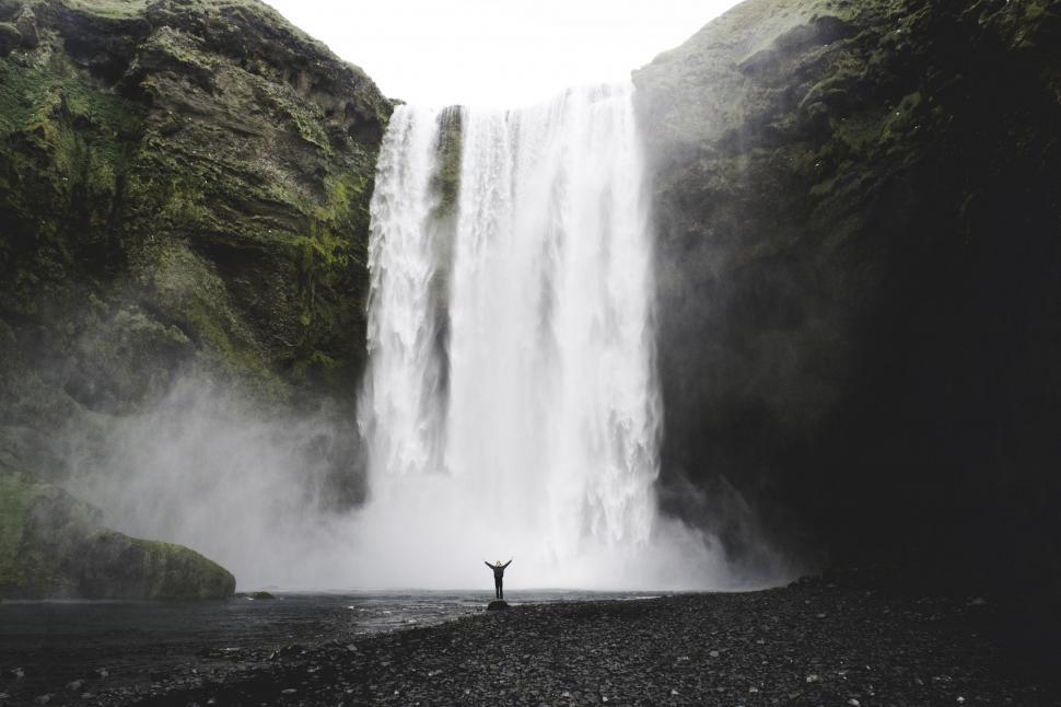 Free Stock Photo of Man Standing near waterfall Download Free Images