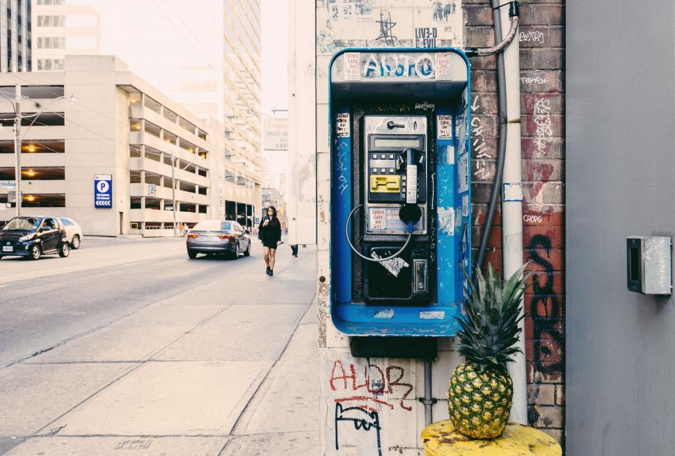 Free Image of Payphone at the sidewalk  